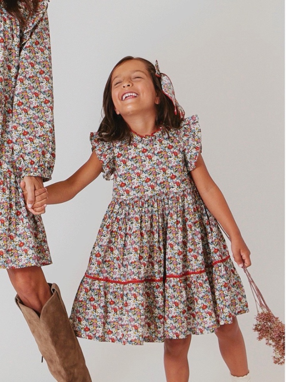 EUC Pink Chicken Jennifer Dress in Libby Floral Sz 6 + Long tail Bow